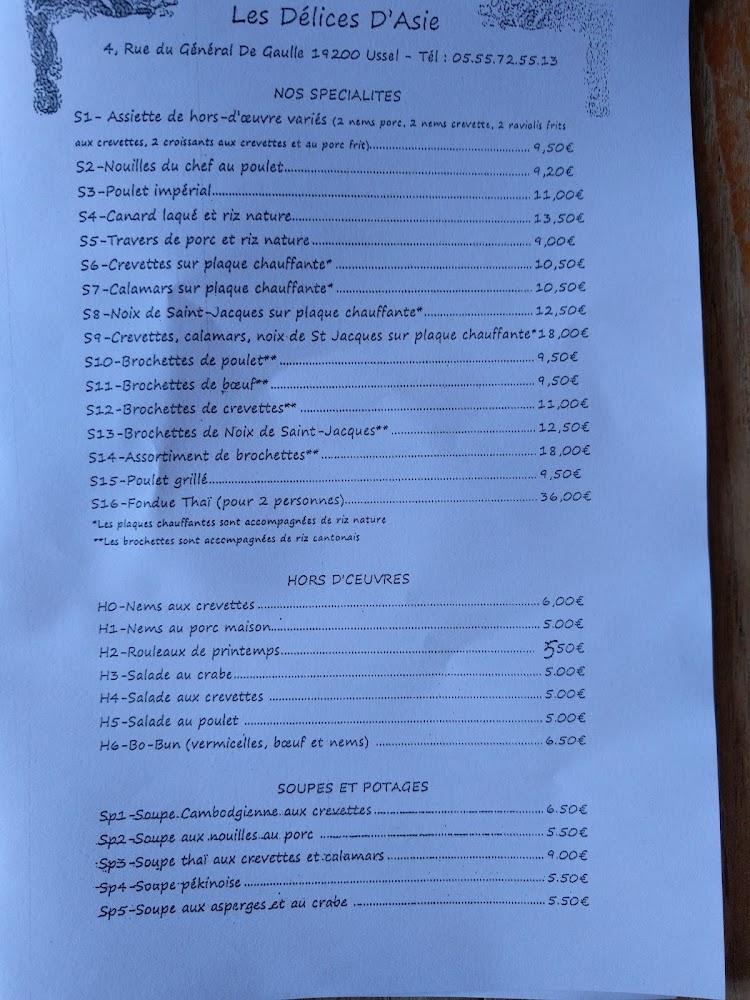 Les Délices d'Asie - Menu Image 1